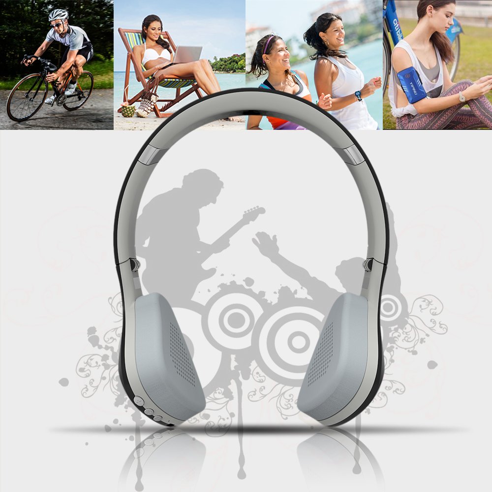 Wireless Bluetooth Headphones Over Ear, wireless sport bluetooth headset, Folding design PC stereo headphone with mic and Soft Memory-Protein Earmuffs--SUOYANA (Black)