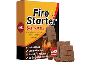 BANGERZ SUNZ Fire Starter Squares 160 Large Pack. Natural Fire Starters for Campfires, Grill Starter Cubes, Camping Fire Starter Cubes, Charcoal Starter Cubes, BBQ Fire Starter, Grill Fire Starter Squares
