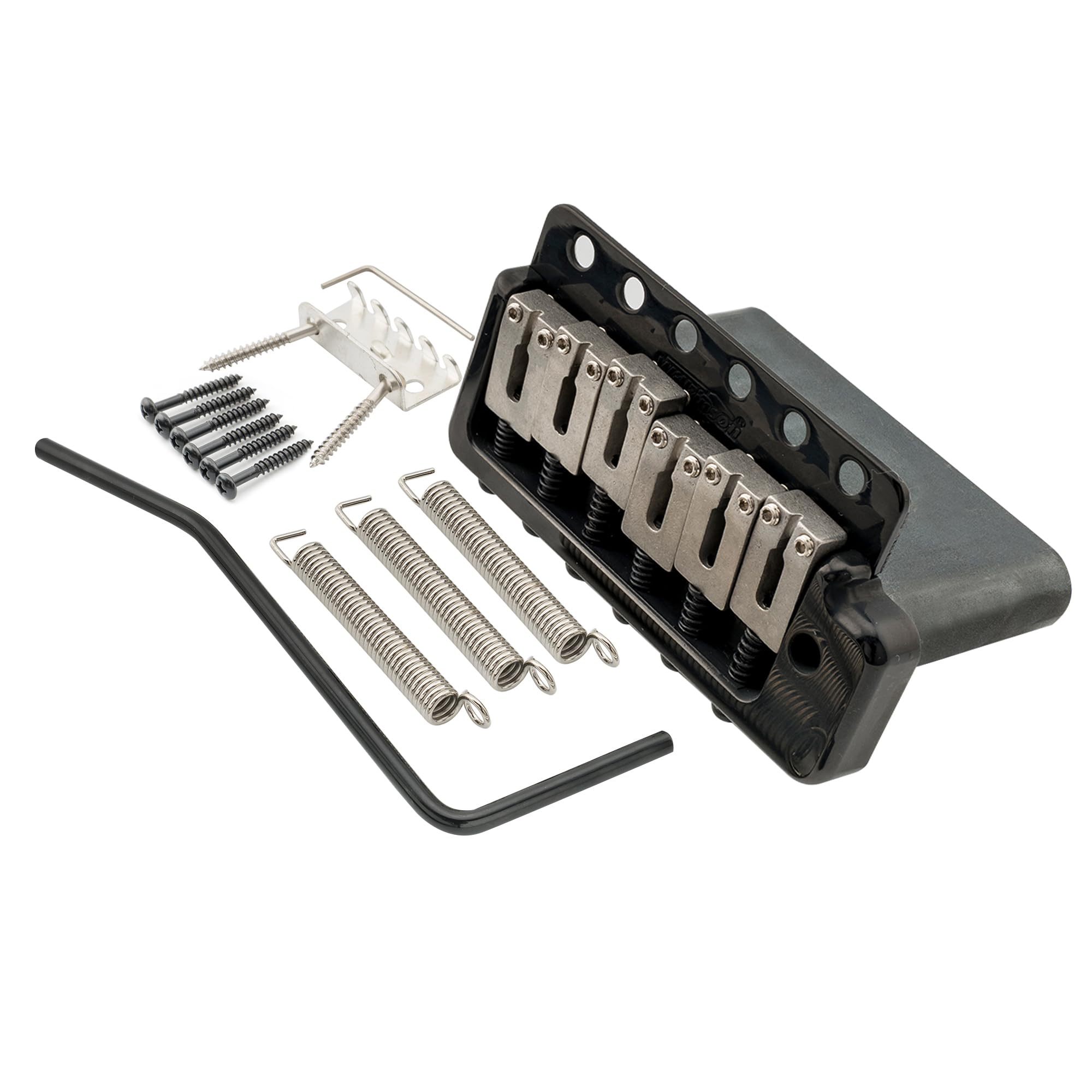 Wilkinson WVPC-SB 54mm Stainless Steel Saddles 6-Hole Guitar Tremolo Bridge with Full Solid Steel Block for Import Strat and Japan Strat, Black