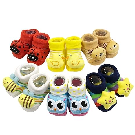ShopCash Cute Fancy Booties Socks (0-3 Months) for Babies (Assorted Designs)
