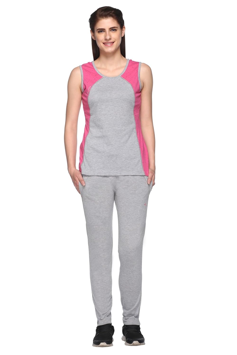 ex10sive women's round neck sleeveless cotton blended active wear setsummer wear