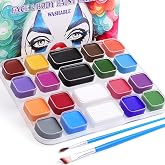 BOBISUKA 18 Color Water-Activated Cream Face Paint Palette, Washable Face &amp; Body Painting Kit with Extra Black &amp; White Pans and Brushes for Halloween, Cosplay, Carnival, SFX &amp; Costume Makeup