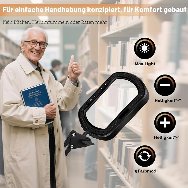 3-Arm Lupenleuchte, Rechteckige Lupe mit Licht