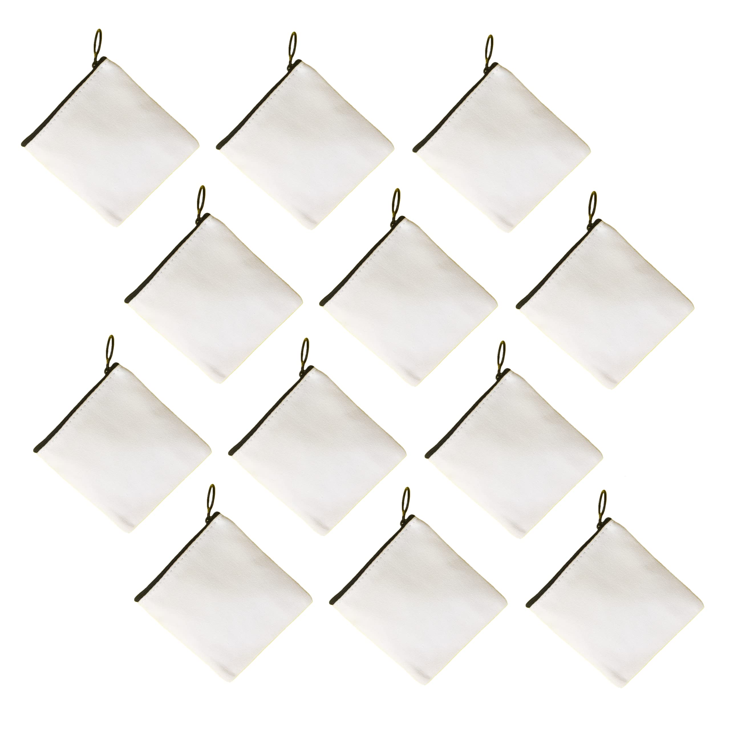 NUTFORD Canvas Purse Pouch Bag, 12oz Canvas, Vintage Zip Design, for Money Coin Accessories Holder or DIY Craft, for Women Men Kids (Twelve-Pack)