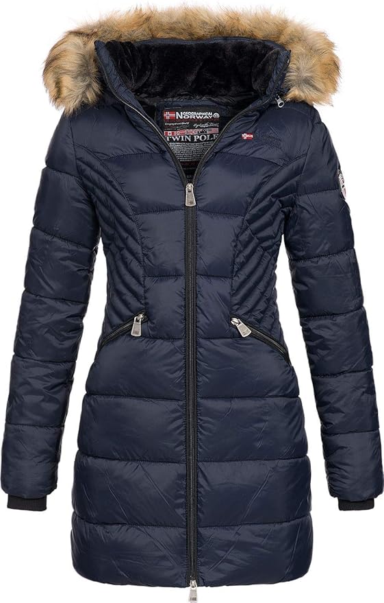 Geographical Norway Women's Quilted Jacket Winter Parka Jacket Abby Hood Amazon.co.uk Clothing