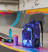 MATEIN Galaxy Blue School Backpack 15.6 Inch USB Anti Theft Pocket Lightweight view 3
