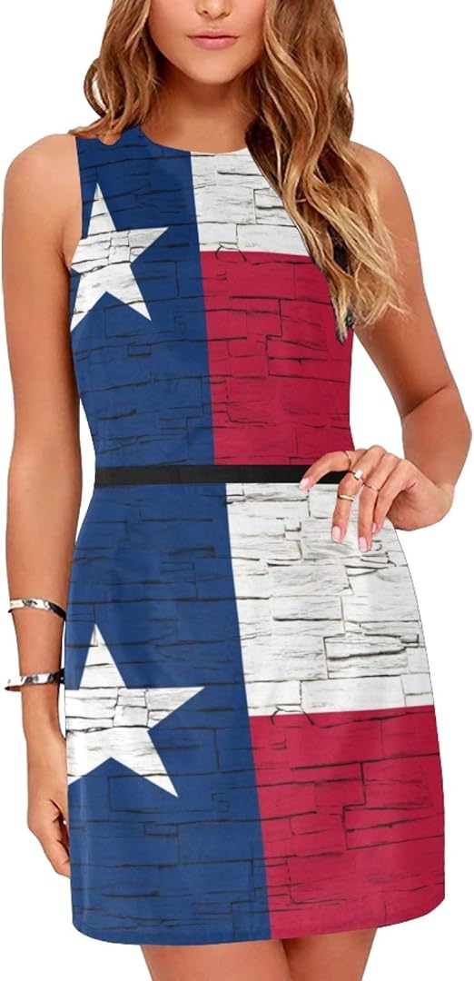 EZ Tuxedo Texas State Flag Women's Sleeveless Dress at Amazon Women’s