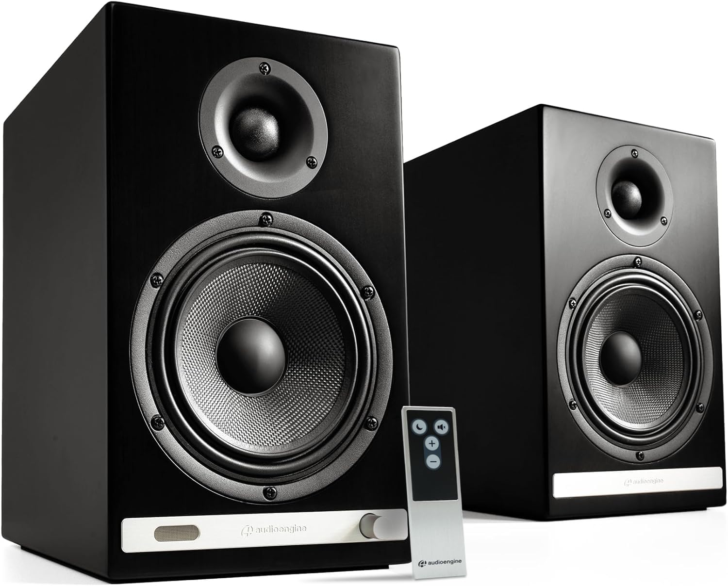 Audioengine HD6 Black Powered Bookshelf Stereo Speakers and S8 Black Subwoofer with Remote
