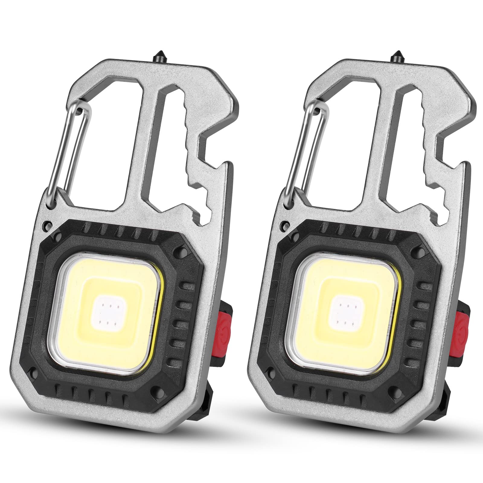 flintronic LED Camping Lantern, 2PCS Rechargeable 800 Lumens Small COB Keychain Mini Torch, Portable Pocket Light, Muti-Functional Work Light Inspection for Cycling Repairing , (F4-3437959)