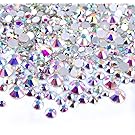 Zealer 2mm - 6mm Resin Crystal AB Round Nail Art Mixed Flat Backs Rhinestones Gems, M1 - 30, Mix Size, 450 Piece