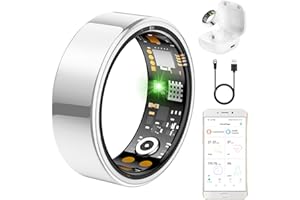 TIANTIANKA Ring Health Tracker for Women Men, Fit Ring with Heart Rate, Blood Oxygen, Sleep Monitor, Calories, Step Counter, IP68 Waterproof Smart Ring for iPhone & Android, No Subscription Fee (Silver, 7#)