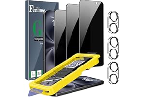 Ferilinso [Auto Dust Install] 3 Pack Privacy Screen Protector for iPhone 16 with 9H+ Private Accessories-Camera Lens Protector, Tempered Glass Cover, Case Friendly, Sensitve Touch