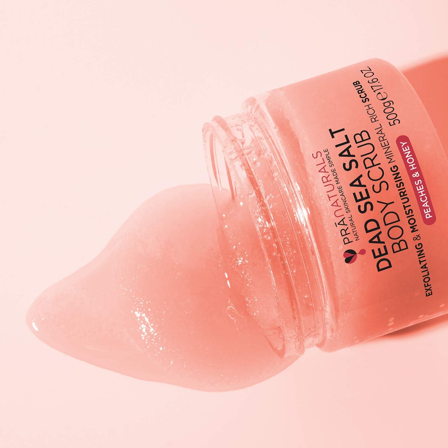 PraNaturals Dead Sea Salt with Peach & Honey Body Scrub 500G Hydrating & Moisturising, With