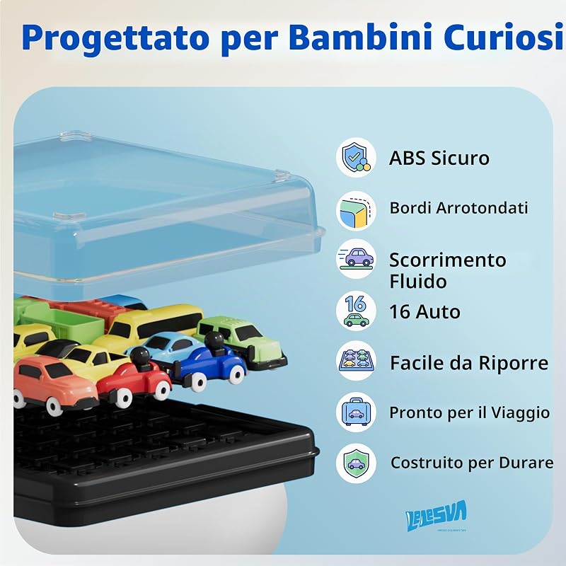 Sblocca l'auto Klotski, gioco di puzzle scorrevole, gioco da tavolo di logica per risolvere gli ingorghi stradali, con 16 auto e oltre 100 sfide, giocattolo rompicapo STEM per 2 giocatori