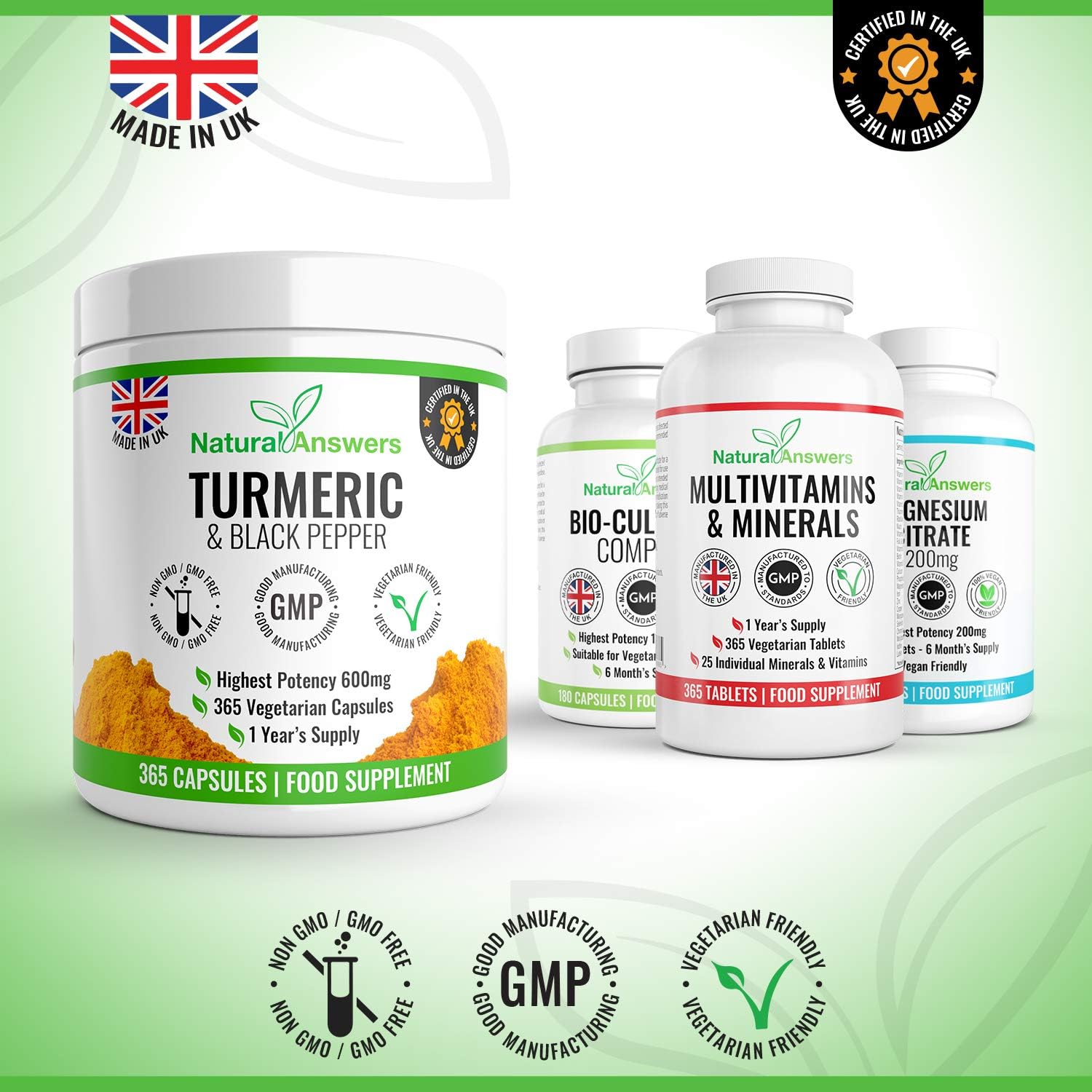 365 Turmeric & Black Pepper Capsules - High Strength Turmeric Capsules Turmeric Tablets 365 Vegetarian Capsules (1 Year Supply) – Vegetarian Supplement Made in The UK by Natural Answers - Image 5