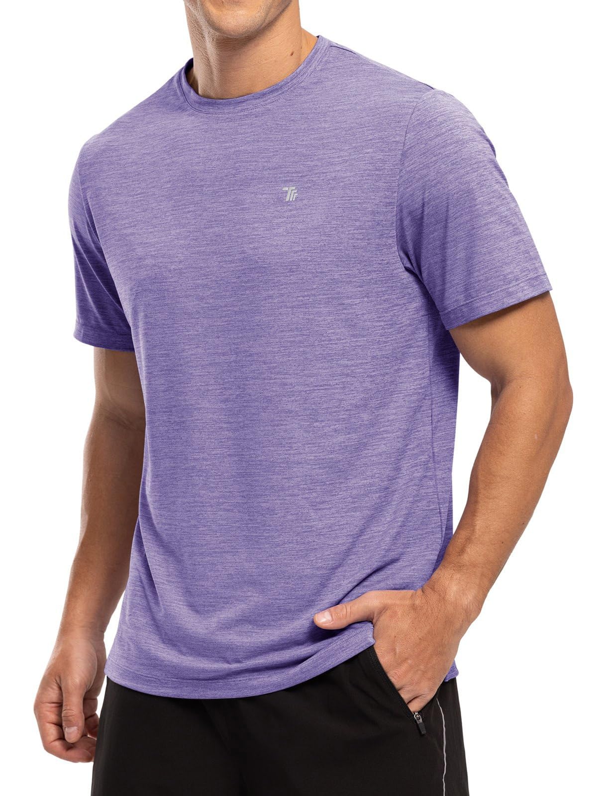 Rdruko Sport Tshirts Herren Funktionsshirt Kurzarm Laufshirt Schnelltrocknend UV Shirt Atmungsaktiv Trainingsshirt Männer für Gym Fitness Workout - Tiefviolett, L