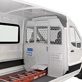 MELIPRON Van Partition Bulkhead Fit for Ford Transit Medium Roof | 2014-2026 Transit 150/250/350, steel cargo divider wall, hinged locking door, acrylic window, for contractors