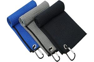 SLICKNIK Pack of 3 Microfiber Golf Towel, Strong Absorbent Quality with Orange Petal Technology, Golf Towel for Golf Bags for Men, Suitable Size for Golf Cart Bag, Attractive Golf Gift Pack