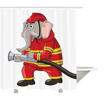 Yeuss Feuerwehr Vorhang Fur Die Dusche Von Cartoon Elefant