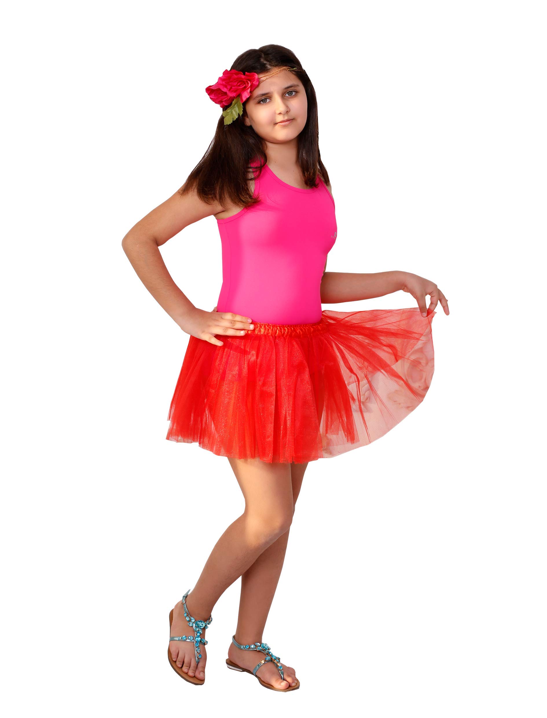 Matissa Girls Tutu Skirt Dress Up Fancy Dress Party Hen Party (Red, L (Adult Size))