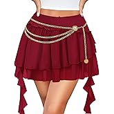 Avidlove Women's Pleated Mini Skirt Mesh Layered Ruffled Skirt Casual Ruffles Flowy Hem S-XXL