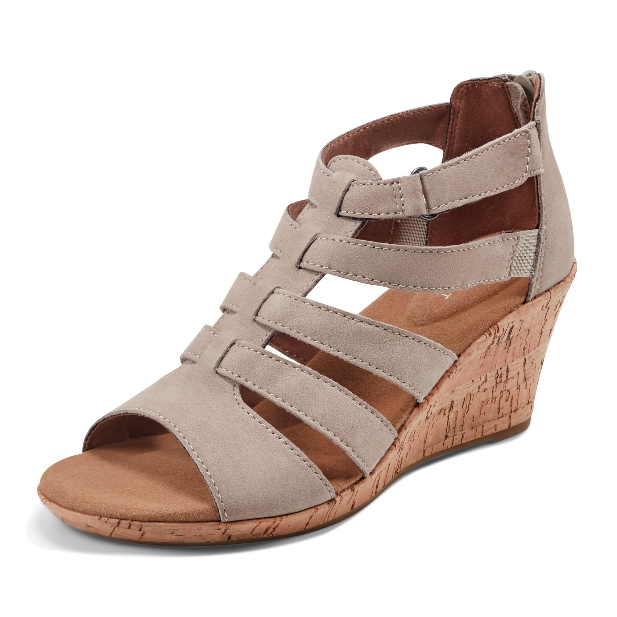 Rockport womens Briah Gladiator Wedge Sandal, New Taupe Nubuck, 8 US Image