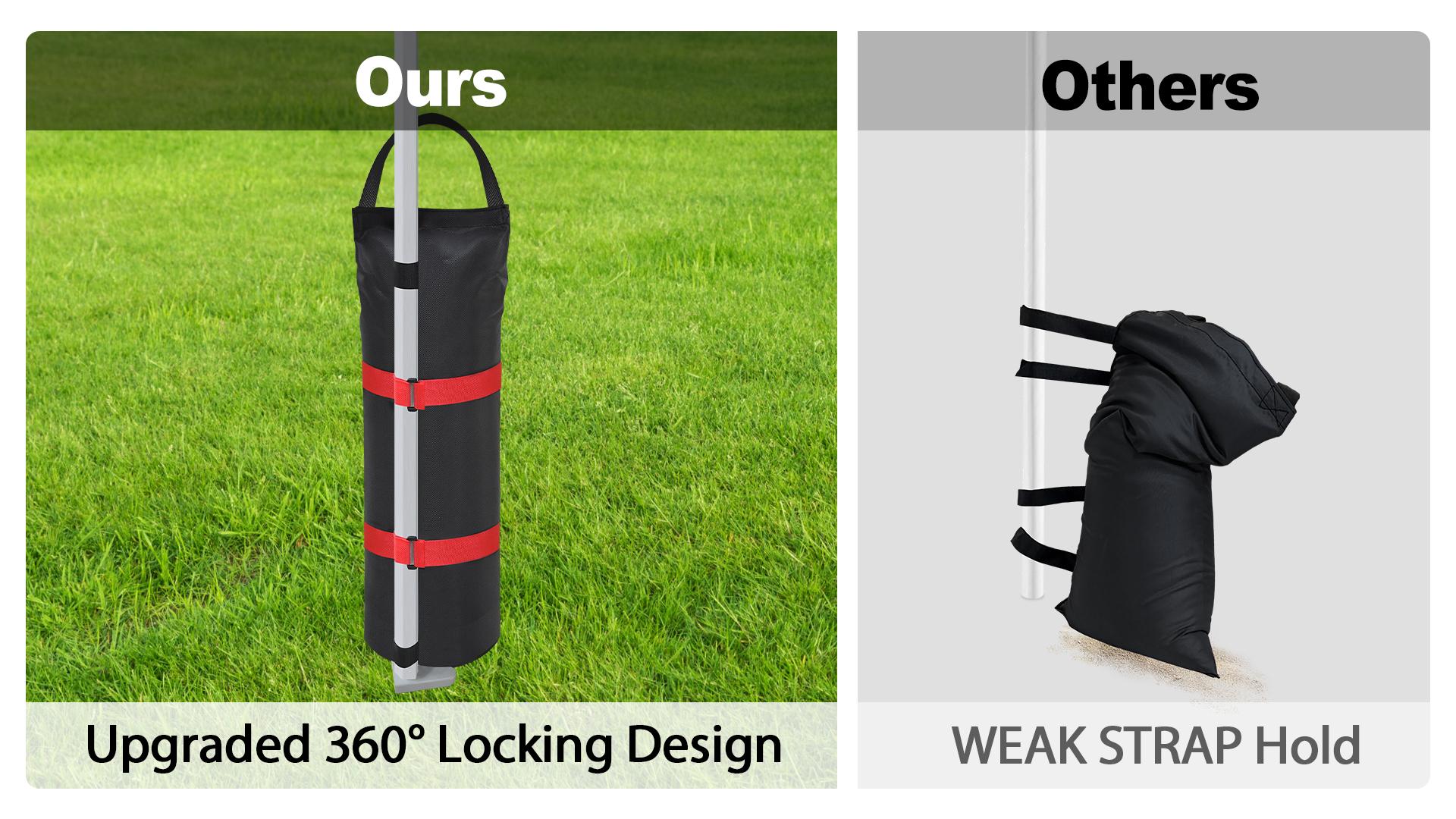 Eurmax USA Canopy Weights 4-Pack, Upgraded 360° Locking Sandbags (No Sand), Heavy-Duty Universal Fit Canopy Leg Weights for Pop Up Tents, Secure Wind Stability, Canopy Weight Bags For All Events,Black image 26
