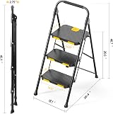 KINGRACK 3 Step Ladder Folding Anti Slip Pedals Handrails Lightweight view 7