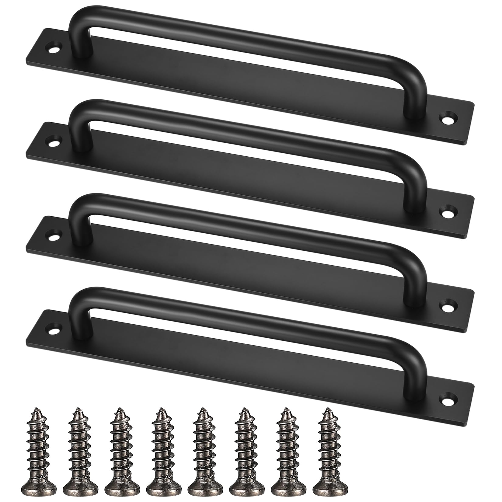 4 Pcs Sliding Door Handles - Black Aluminium Alloy Handles for Kitchen Closet & Cabinet Doors, Exterior & Interior Use