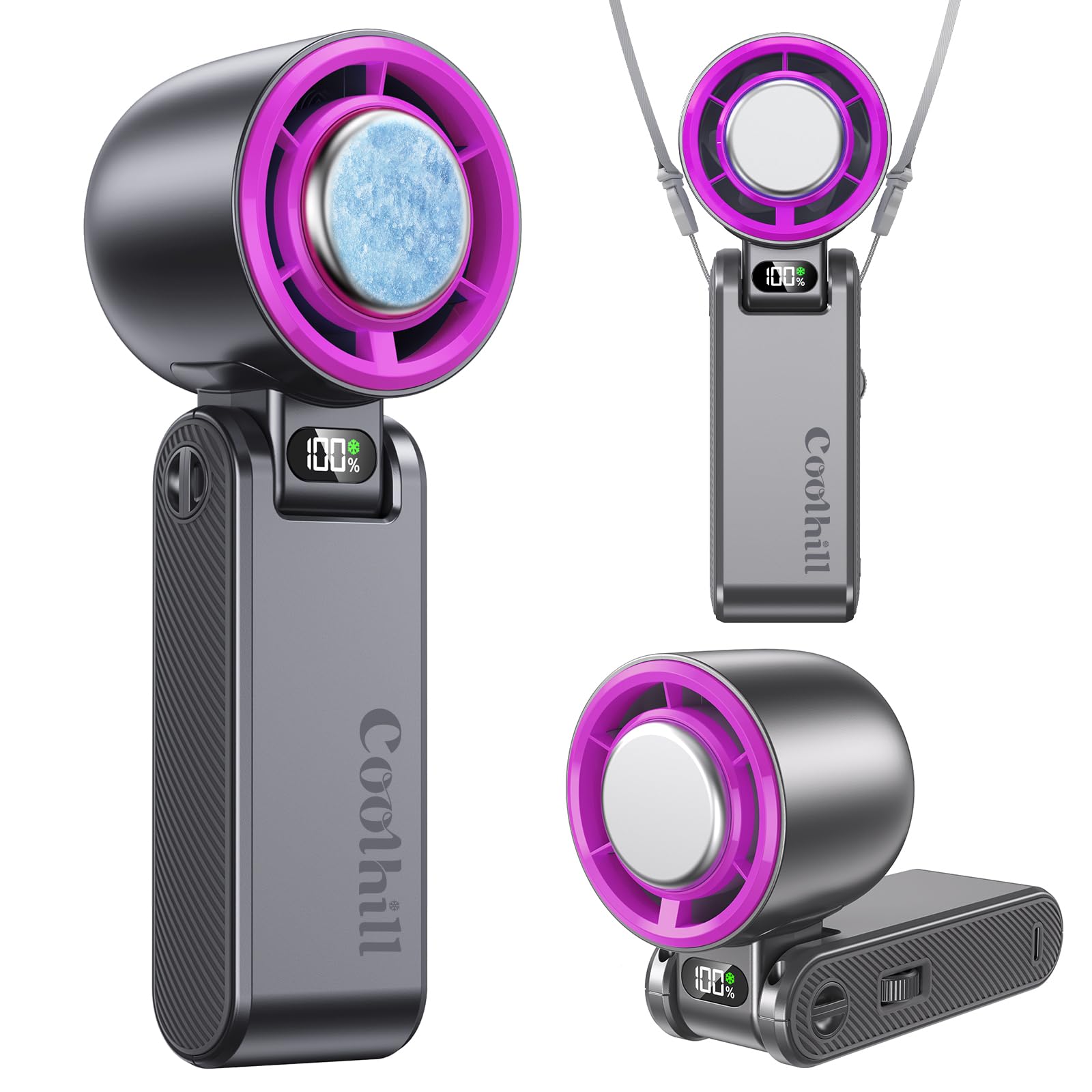 Photo 1 of Coolhill Handheld Portable fan with Turbo Cooling - Hand Held Fan Rechargeable, 1-100 Speeds, Up to 12Hrs Battery Life, Powerful Mini Personal fan for Travel, Outdoor, Beach & Makeup