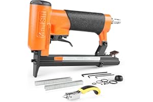 KAMSIN #KN8016 21 Gauge Pneumatic Fine Wire Stapler, 1/2-Inch Crown Staples, 1/4-Inch to 5/8 -Inch Leg Length Power Upholstery Staples Gun for Furniture,Cabinets, Bedding, Picture Frames
