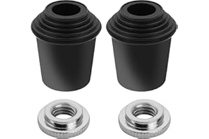2 Packs Bass Drum Threaded Rubber Feet, Floor Tom Drum Leg Tips Rubber Feet with Lock Nut, 3/8" 16 Thread Fits for Most Spurs