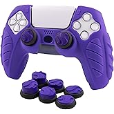 CHIN FAI Ergonomic Soft Grip Skin for PS5, Anti-Slip Silicone Controller Cover with 6 Thumb Grips Accessories Set (Galactic Purple)