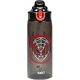 Zak Designs Marvel Spider-Man Sage Water Bottle For School or Travel, 25oz Durable Plastic Water Bottle With Straw, Handle, and Leak-Proof, Pop-Up Spout Cover (Miles Morales)
