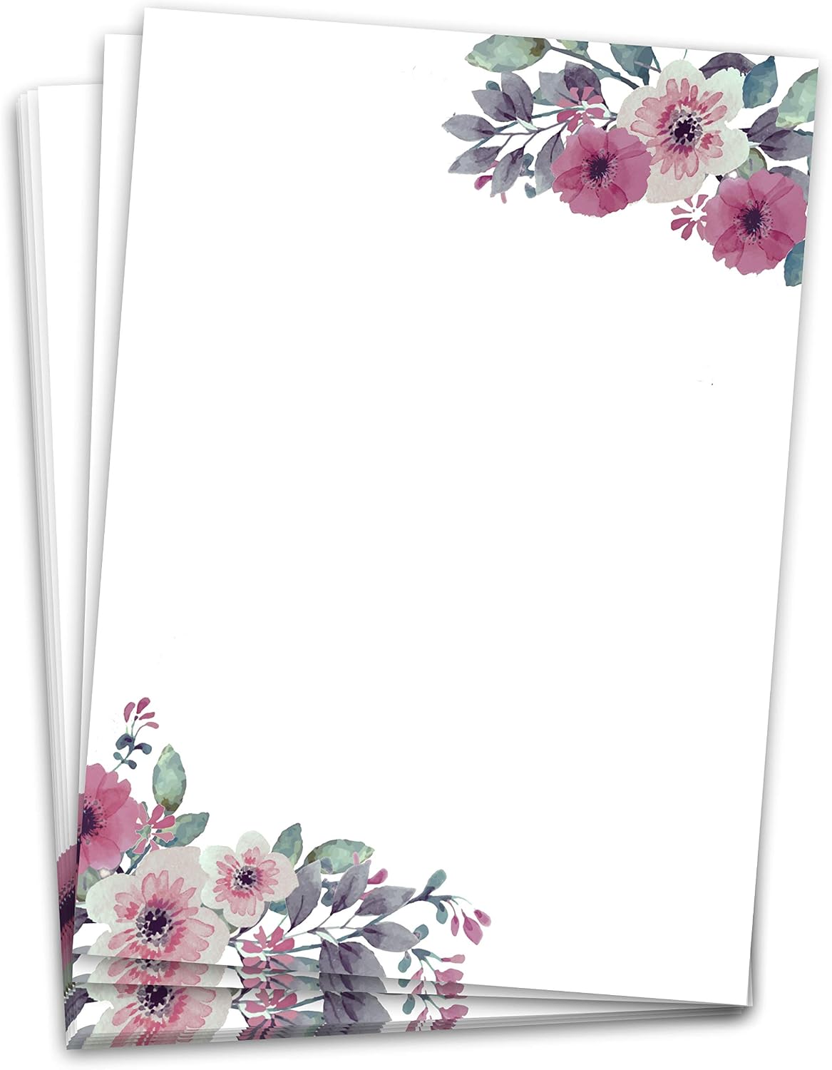 Writing Paper (60 Sheets, DIN A4) Watercolour Vintage Flowers Letter Sheets (Flowers)