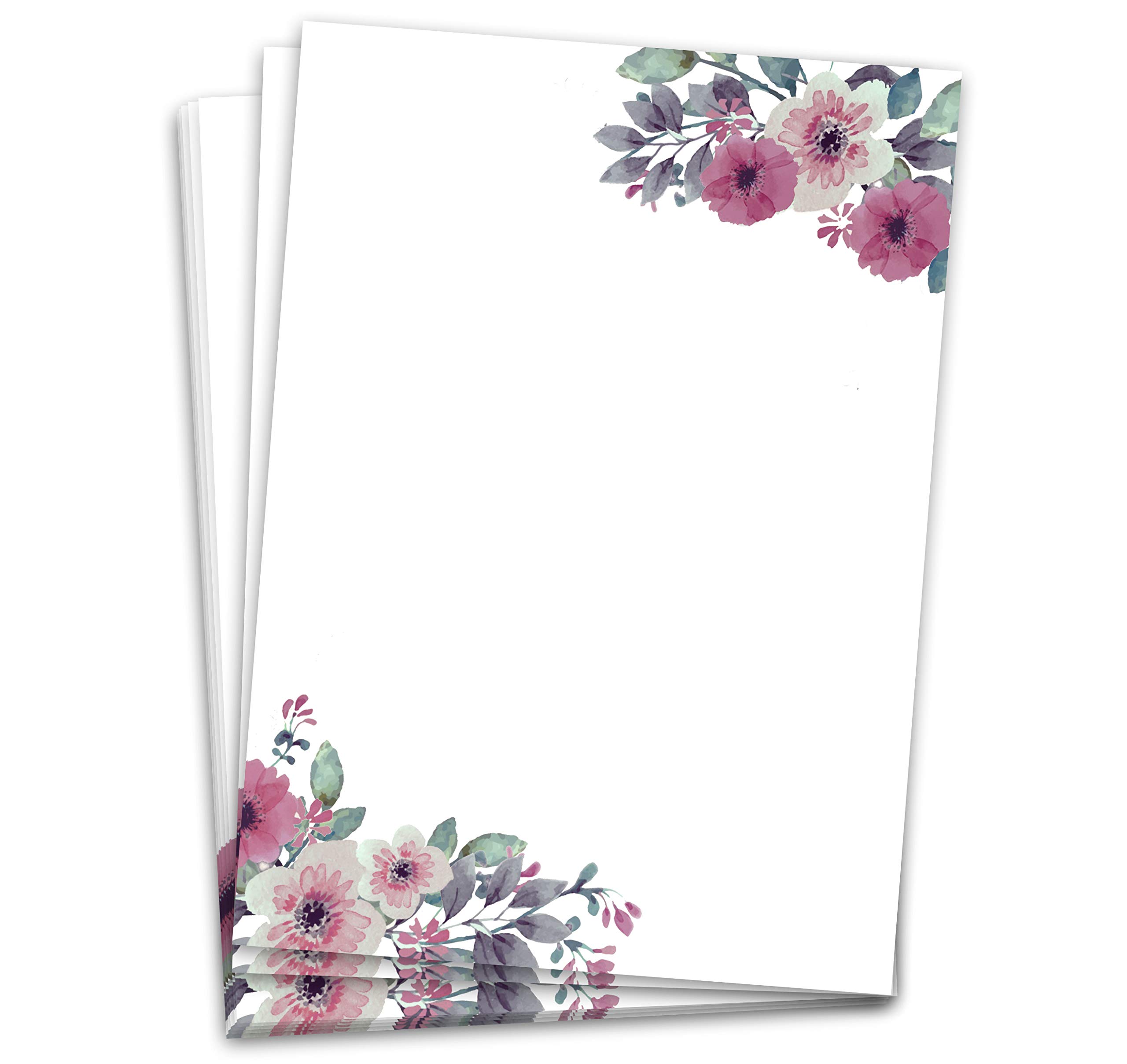 Writing Paper (60 Sheets, DIN A4) Watercolour Vintage Flowers Letter Sheets (Flowers)