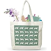 MVZX Dachshund Canvas Tote Bag, I Love Dachshund Themed Grocery Bag, Puppy Reusable Shopping Bag, Birthday Christmas Gifts For Women Dachshund Lover Dog Mom Dog Owner, A48
