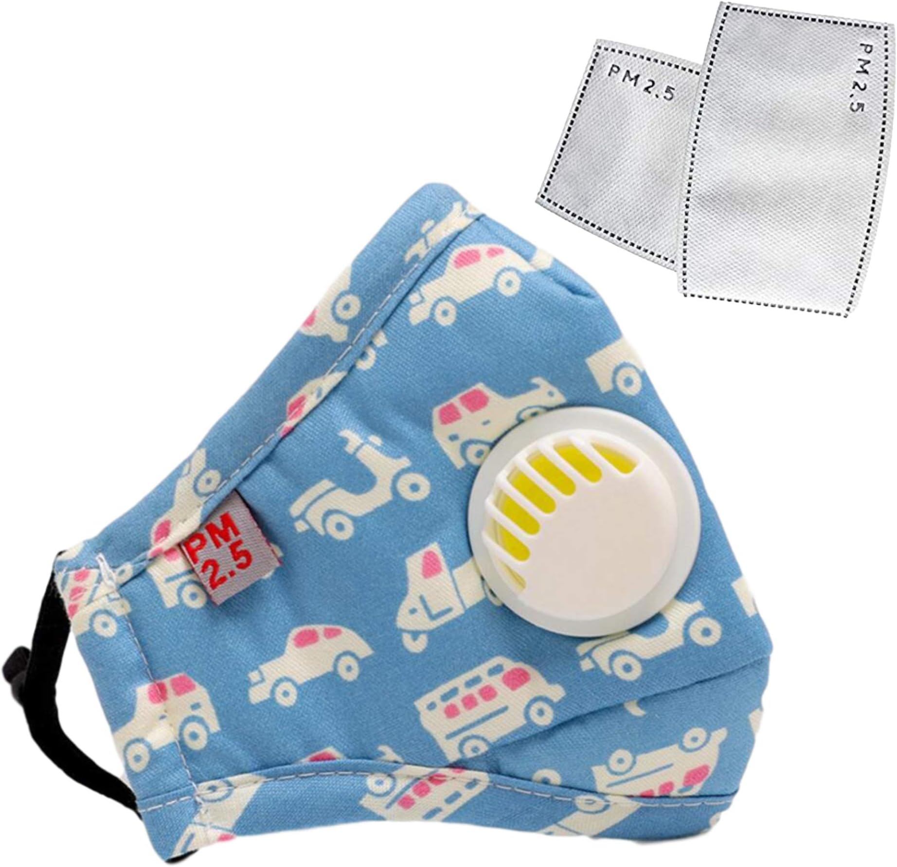 iSWEVEN Anti Pollution Mask for Kids Dust Filter Washable Reusable Cotton Face Mask For Playing Outdoor games PM2.5 (Blue-2017E, 2 Filter Pads)