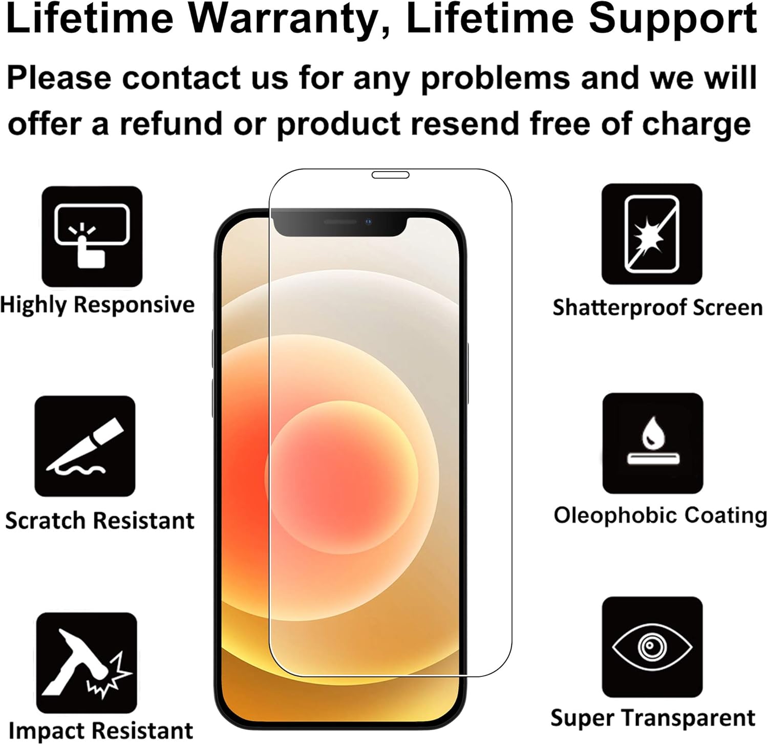 4youquality [4-Pack Screen Protector for iPhone 12 & iPhone 12 Pro (6.1-Inch), Tempered Glass Film - Image 3