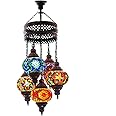 Turkish Authentic 5 Globe Mosaic Chandelier Mosaic Lamp Moroccan Lantern