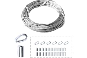 Amadget Stainless Steel Wire Rope, 316 Marine Grade Cable Railing Kit, Aircraft Wire Rope & Picture Hanging Kit for Railing, Decking, Boat Marine Hardware (1/16" x 33 Feet)