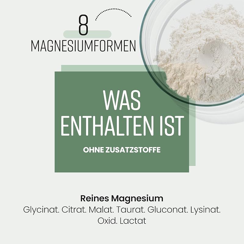 Magnesium Komplex 8-in-1 hochdosiert 400mg | 240 vegane Kapseln | 4 Monate Vorrat | Magnesium Malat, Bisglycinat, Citrat, Taurat Ohne Zusatzstoffe | Laborgeprüft | VitaBright