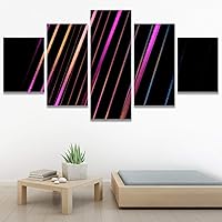 SIGNWIN 5 Panel Canvas Wall Art Modern Art Abstract Closeup Geometric Lights Mixed Media Modern Multicolor for Home Decorations Ready to Hang - 60