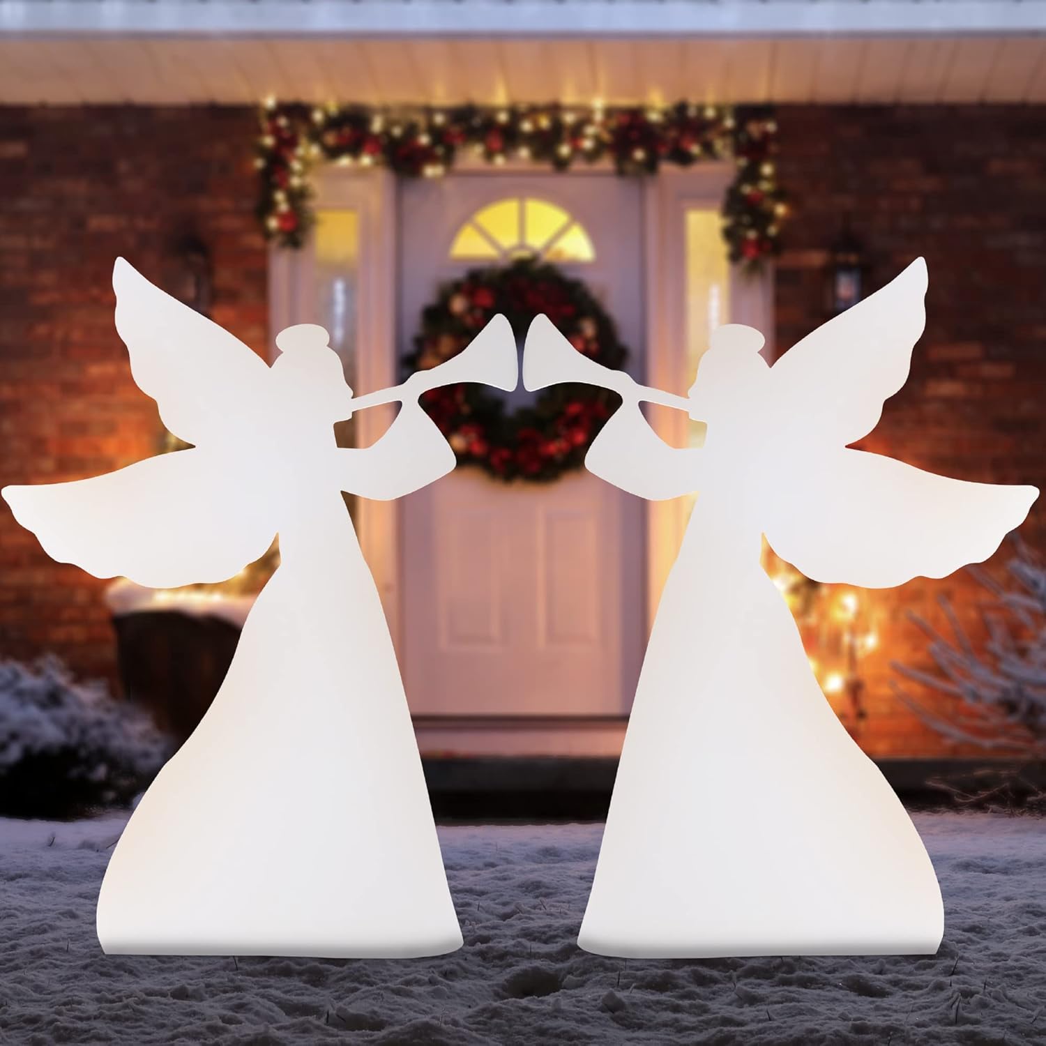 Decorative Garden Stakes - Best Choice Products 3ft Set of 2 Outdoor Christmas Angel Yard Decorations, Weather-Resistant PVC Décor for Lawn, Garden, Display w/ 4 Ground Stakes