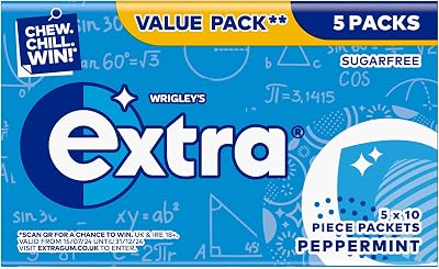 Extra Peppermint Sugar Free Chewing Gum Multipack 5 x 10 Pieces