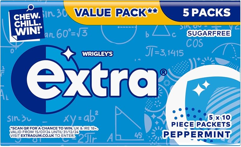 Extra Peppermint Sugar Free Chewing Gum Multipack 5 x 10 Pieces