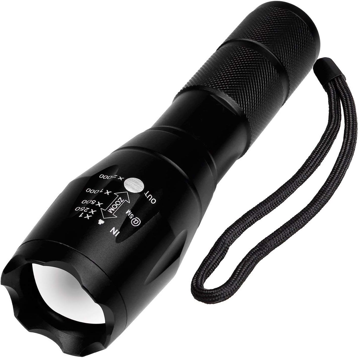 Led Torch Tactical Flashlight, Handheld Flashlight Ultra Bright with 5 Modes, 1000 Lumen, Zoomable, Water Resistant for Camping, Hiking, Emergency, Indoor, Outdoor (Batteries Not Included)