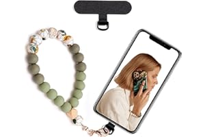 Lostars Silicone Beaded Phone Wrist Strap,phone bracelet strap with Tether Tab,Elastic Hands-Free phone wristlet strap