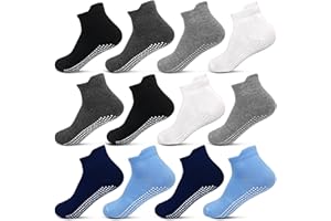 ELUTONG Toddler Non Slip Ankle Socks 12 Pairs with Non Skid Grip Socks for 1-7T Baby Boys Girls Kids