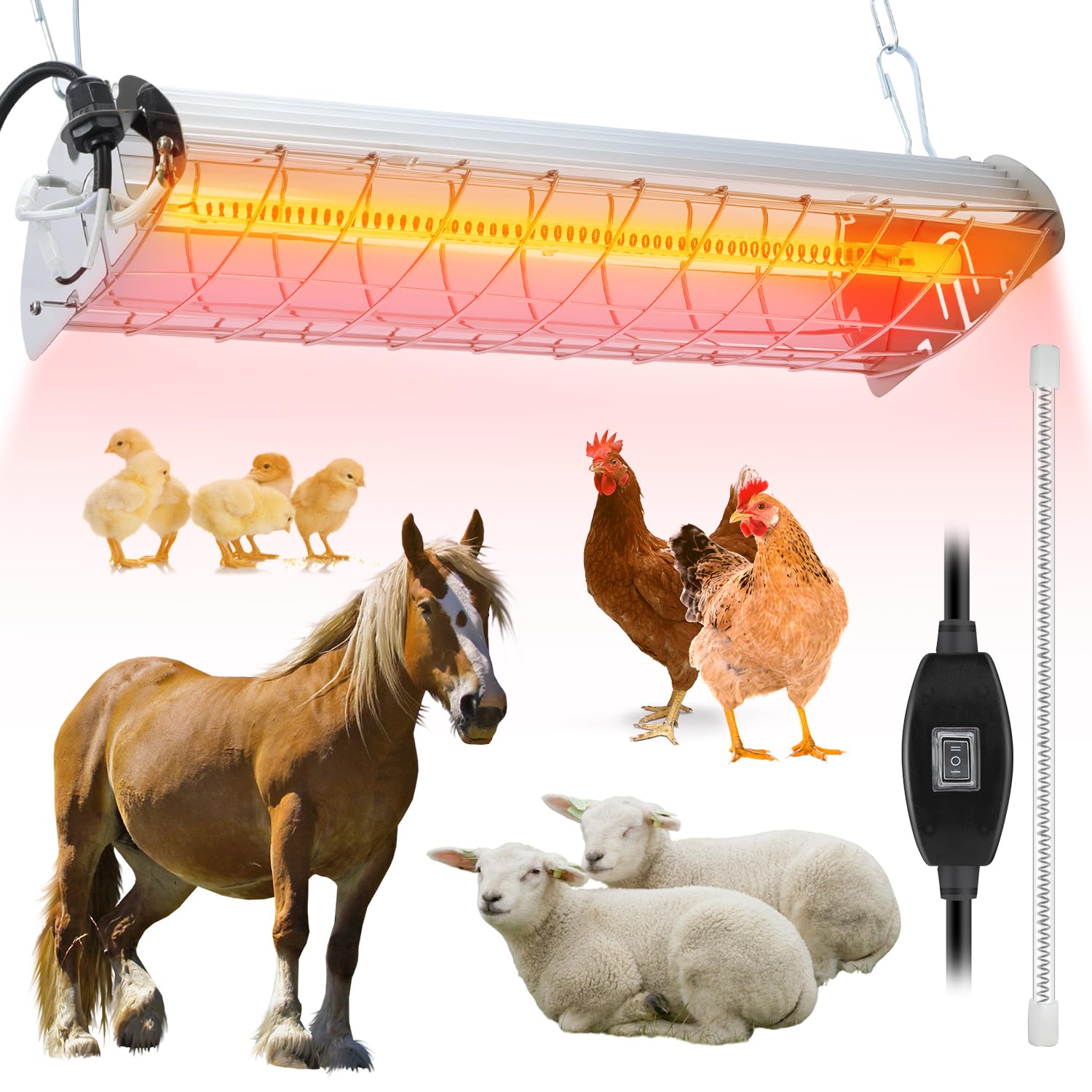 Photo 1 of Large Chicken Coop Heater Lamp?400W Carbon Fiber Chicks Brooder Heater Plates with Adjustable Temp & Height,Brooder Heating Lamp for Chicks Coop,Ideal for Up to 60 Chicks, Poultry & Livestock Heating